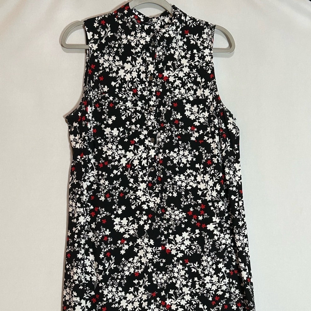 J. Jill Black And White Floral Button Dress